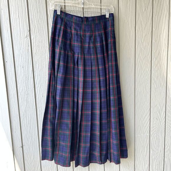 VTG 90s GAP Plaid Tartan Pleated Midi Skirt Rayon Grunge Academia Sz 8 - Picture 6 of 8